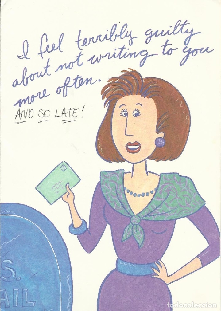Cartoline: I feel terribly guilty. Neat Stuff. USA. Buen estado. Escrita. A&ntilde;os 90. 18x13 cm. Postal.