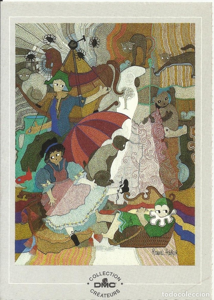 Postcards: Caroline Roussel. Peintre Brodeur. Grenier rose. Labores del Hogar. Buen estado. 15x11 cm.
