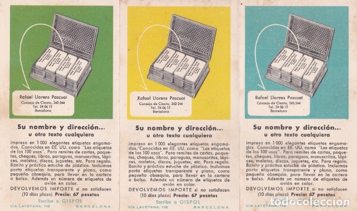 Postales: 3 TARJETAS DE PEDIDO TIPO POSTAL. GISPOL (BARCELONA) - Foto 1
