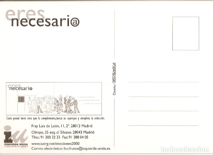 Postales: POSTAL IZQUIERDA UNIDA - ERES NECESARIO - Foto 2