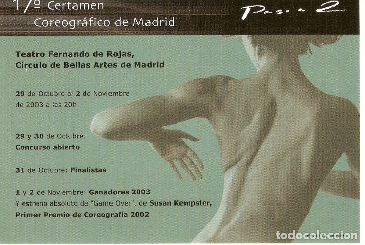 Postales: POSTAL PUBLICITARIA - POSTALFREE - 17&ordm; Certamen Coreogr&aacute;fico de MADRID - Foto 1