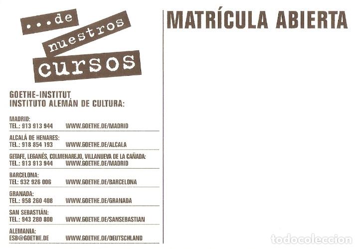 Postales: POSTAL PUBLICITARIA GOETHE INSTITUT - Foto 2