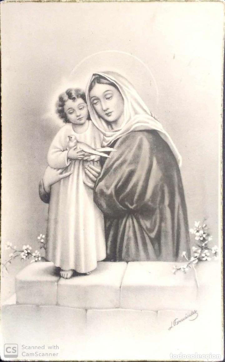 Postales: La Virgen y el Ni&ntilde;o Jes&uacute;s. Nueva. Blanco/Negro