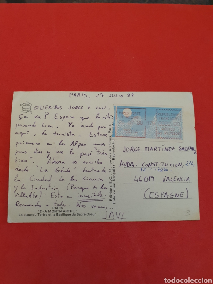 Postales: A Montmartre.Paris.Circulada.1988. - Foto 2