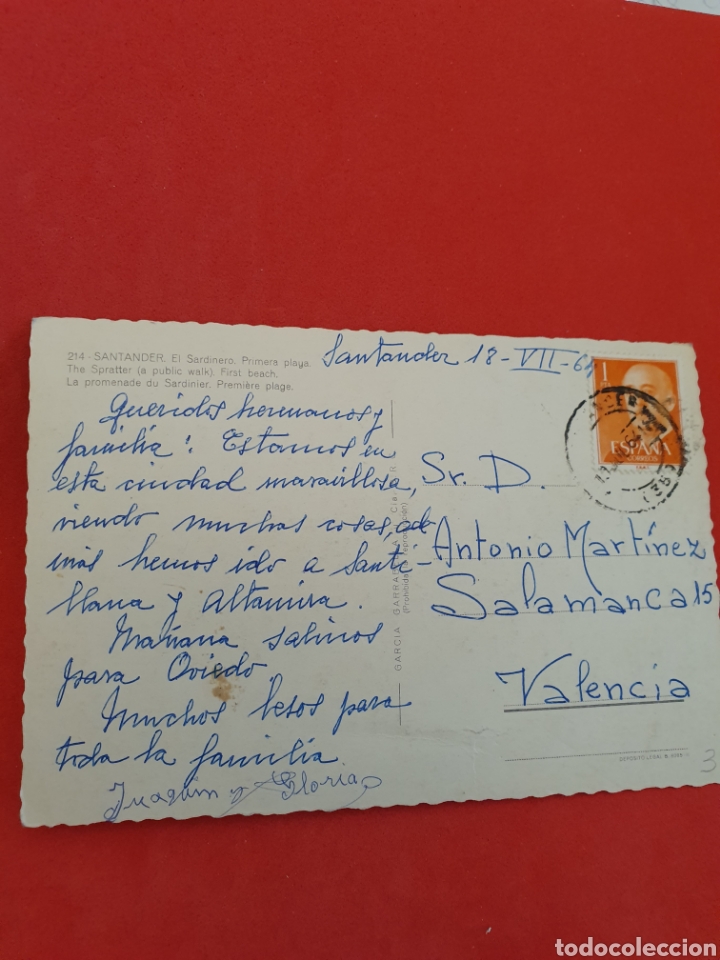Postales: El Sardinero.Santander.Circulada.1964. - Foto 2