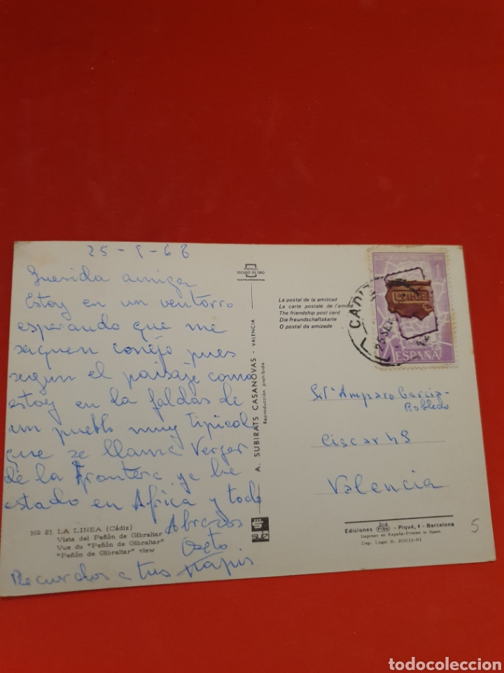 Postales: La L&iacute;nea.Cadiz.Circulada.1968. - Foto 2