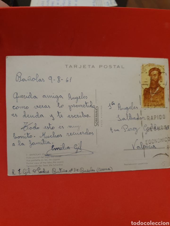 Postales: Ba&ntilde;olas.Circulada.1961. - Foto 2