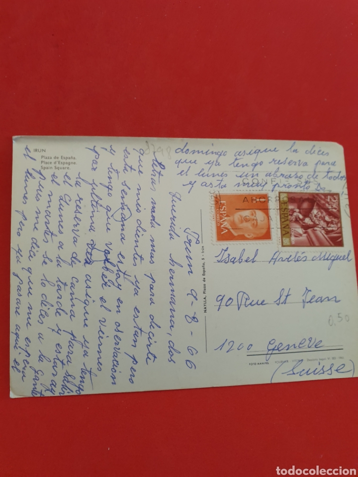 Postales: Plaza De Espa&ntilde;a.Irun.Circulada. - Foto 2