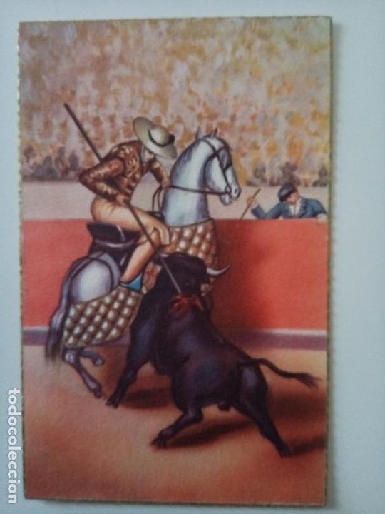 Postales: Postal Tauromaquia dibujo a color. Una vara