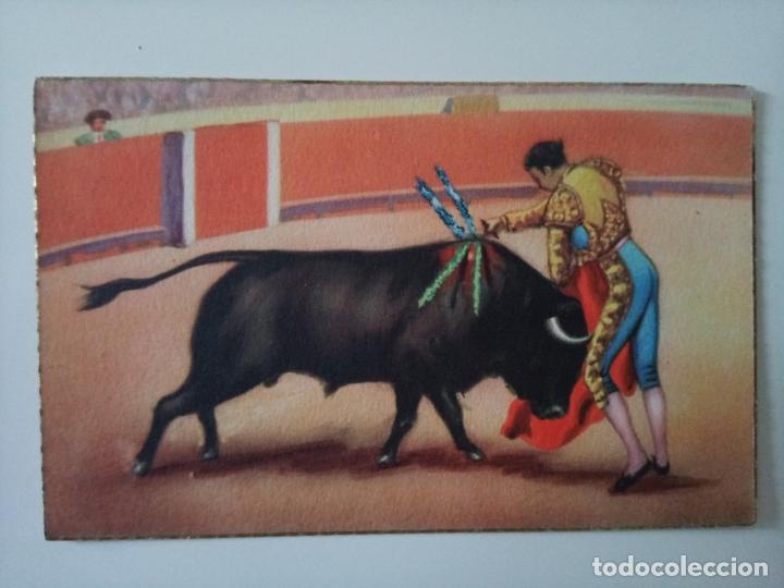 Postales: Postal Tauromaquia dibujo a color. Estocada volapi&eacute;