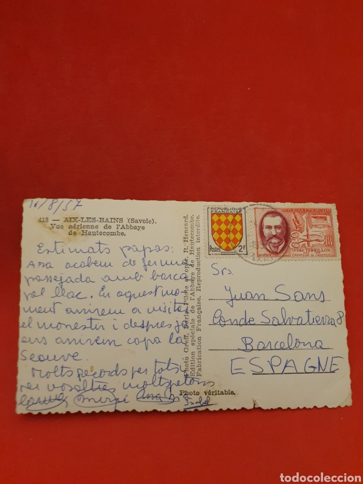 Postales: Aix Les Bains Savole.Circulada.1957. - Foto 2