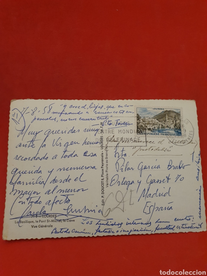 Postales: Lourdes.La Basilica.1958.Circulada - Foto 2