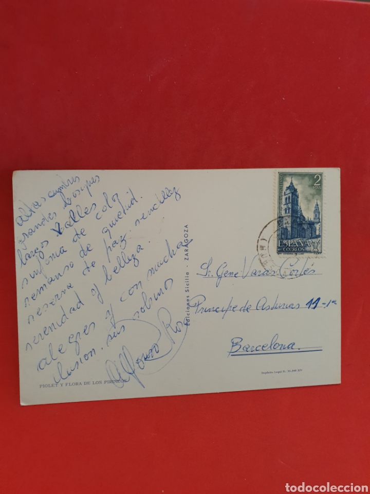 Postales: Piolet y Flora de los Pirineos. Circulada - Foto 2