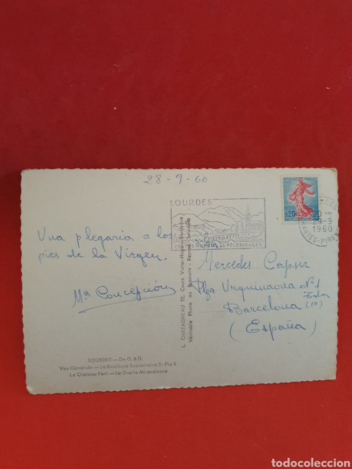 Postales: Lourdes. La Basilica St. PieX. Circulada.1960. - Foto 2