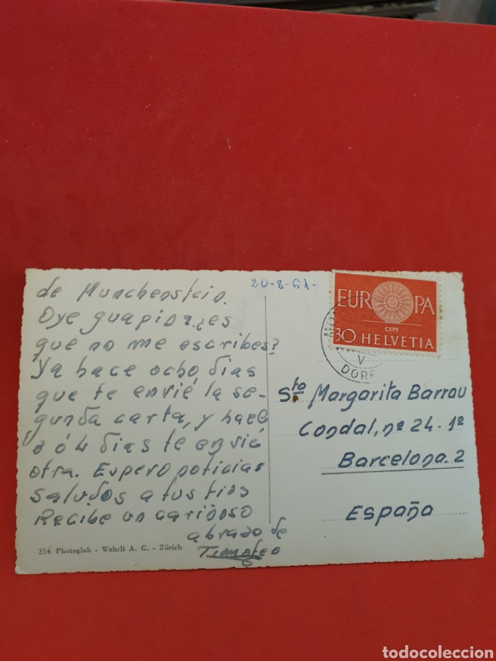 Postales: Basel. Z&uacute;rich. Circulada.1961. - Foto 2
