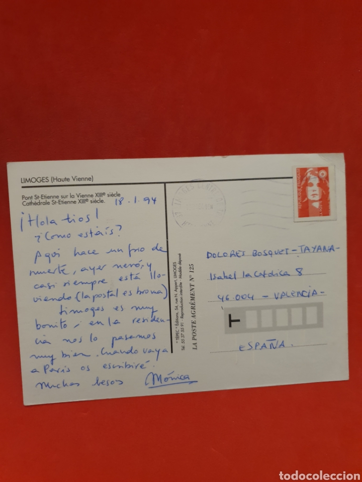 Postales: Limoges. Haute Vienne. Circulada.1994. - Foto 2