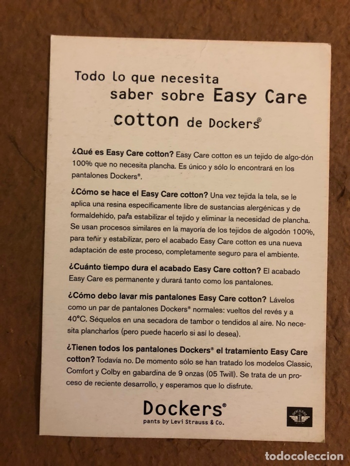 Postales: DOCKERS PANTS BY LEVI STRAUSS & CO. POSTAL PUBLICITARIA DE LA MARCA. - Foto 2