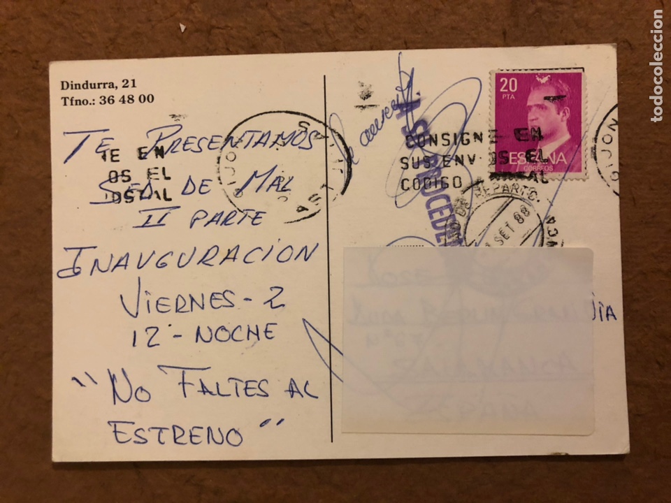 Postales: SED DE MAL (BARCELONA). POSTAL INVITACI&Oacute;N CIRCULADA EN 1988. - Foto 2