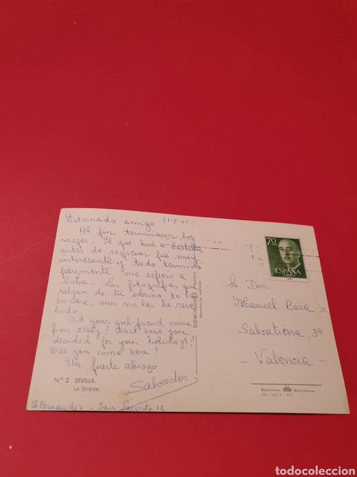 Postales: Sevilla.La Giralda.Circulada.1961. - Foto 2