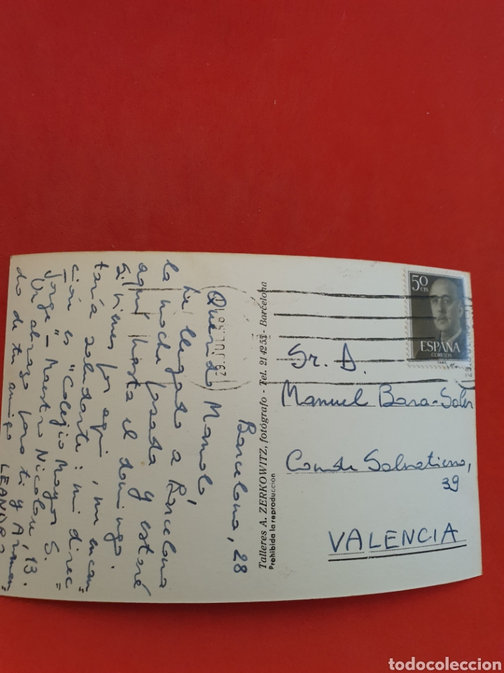 Postales: Barcelona. Talleres A.Zerkowitz.Circulada 1928. - Foto 2