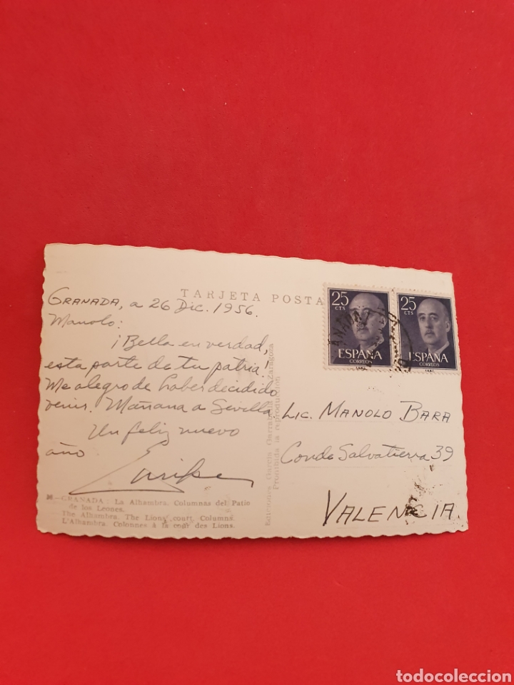 Postales: Granada.La Alhambra.Circulada.1956. - Foto 2