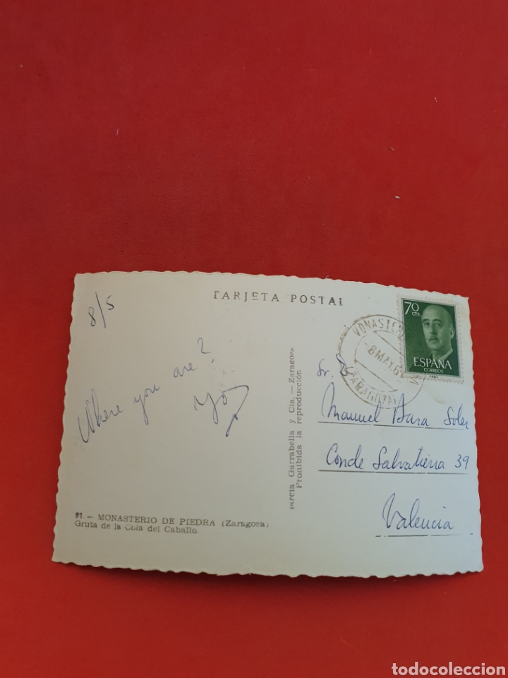 Postales: Zaragoza.Monasterio de Piedra. Circulada. - Foto 2