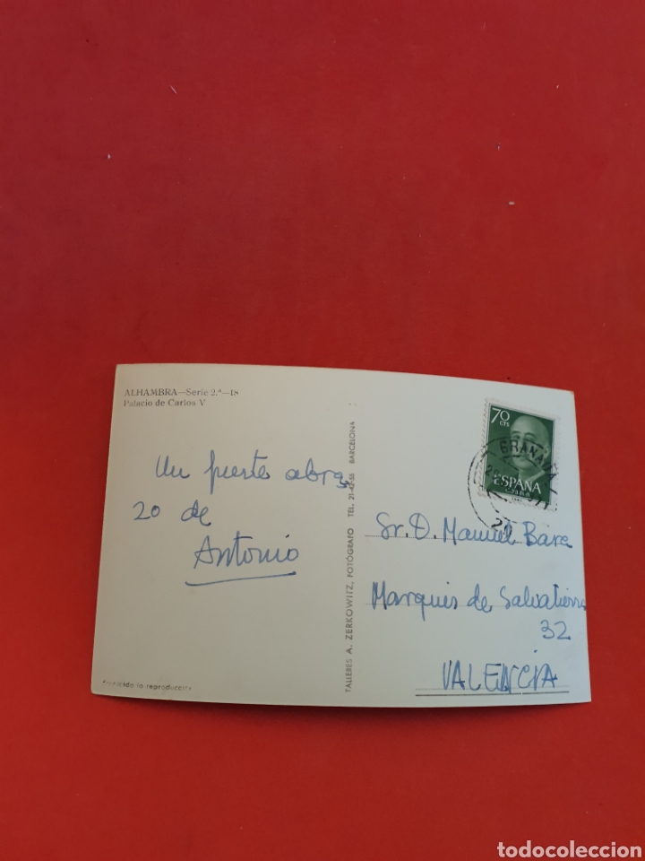 Postales: Granada.Alhambra.Palacio de Carlos V. Circulada. - Foto 2