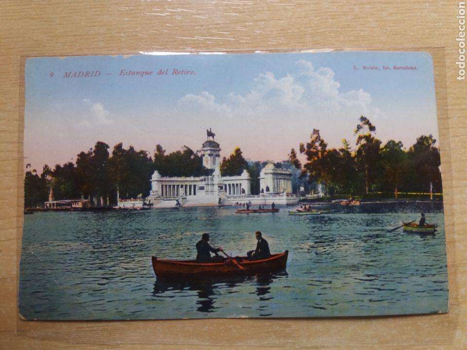 Postales: Postal coloreada Madrid. Parque de Retiro. Sin usar. - Foto 1