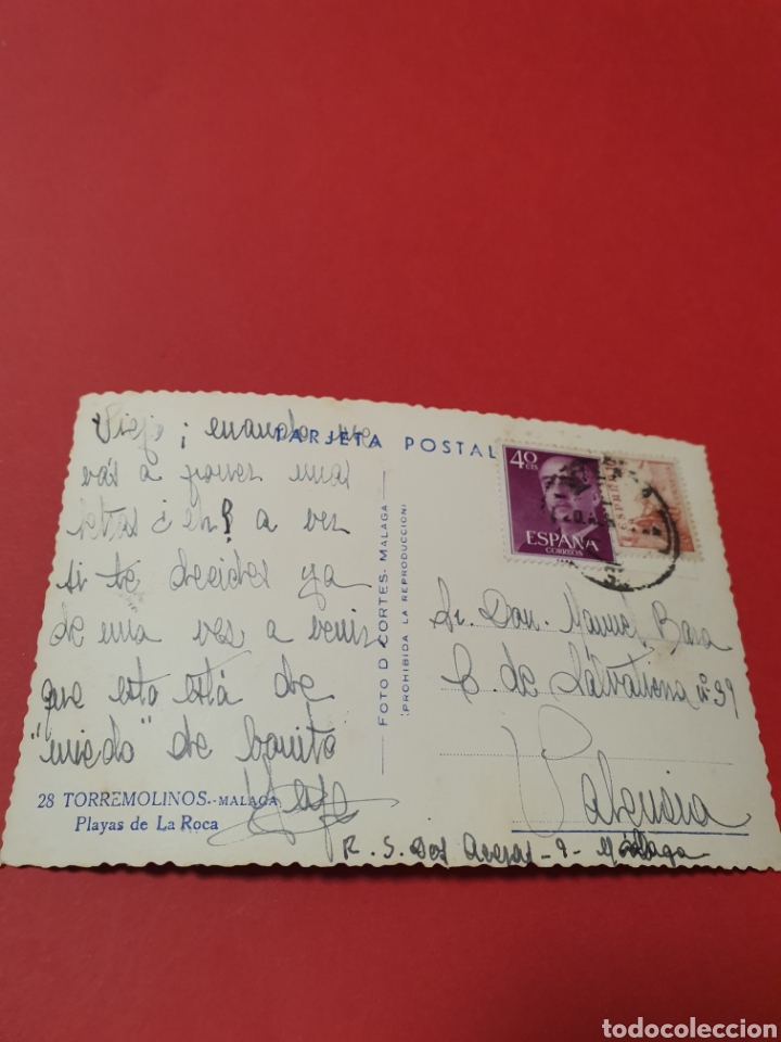 Postales: Torremolinos .M&aacute;laga.Playas de la Roca.Circulada. - Foto 2