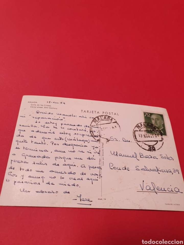 Postales: M&aacute;laga.Cle de los Cristos.Circulada.1959. - Foto 2