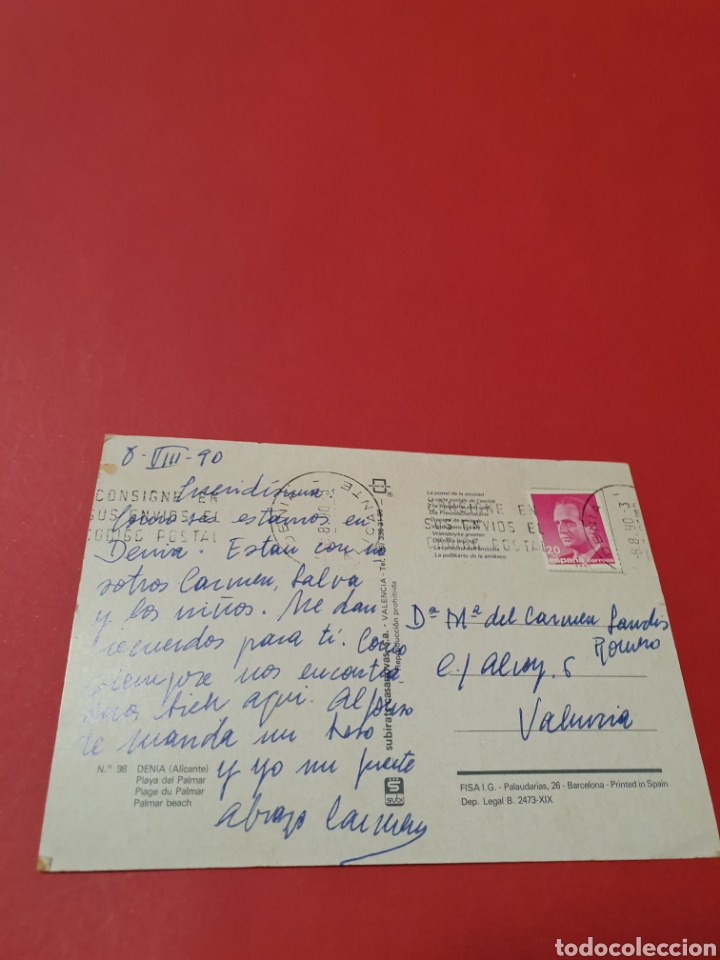 Postales: Denia.Playa del Palmar.1990.Circulada. - Foto 2