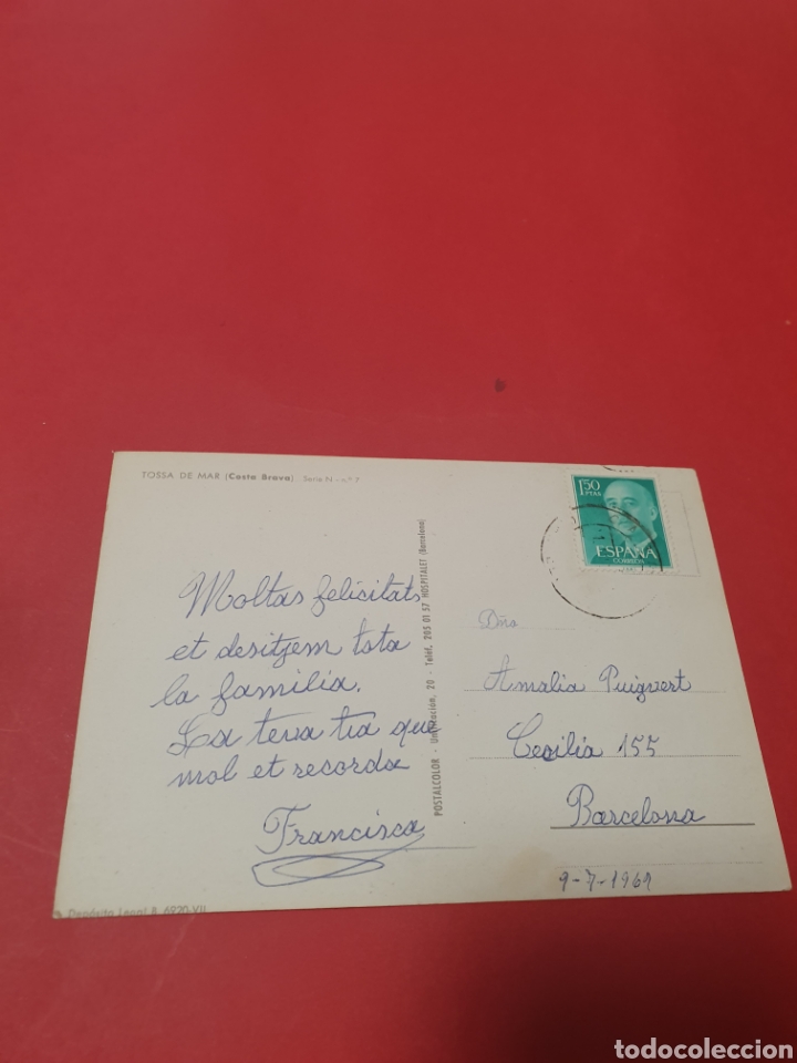 Postales: Tossa de Mar.Costa Brava.Circulada.1969 - Foto 2