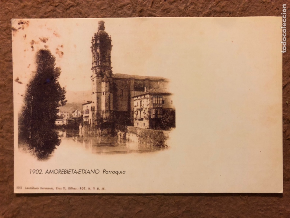 Postkarten: 1902. AMOREBIETA-ETXANO, PARROQUIA. POSTAL COLECCI&Oacute;N SELLOS BBK - EL MUNDO DEL PA&Iacute;S VASCO