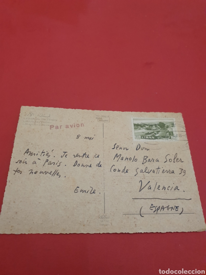 Postales: Por Avi&oacute;n.Circulada.Del Libano a Valencia. - Foto 2