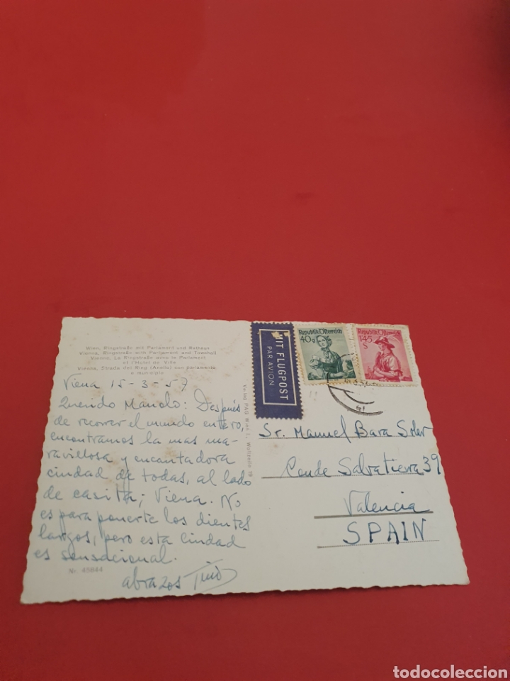 Postales: Viena Parlamento.Circulada.1957. - Foto 2