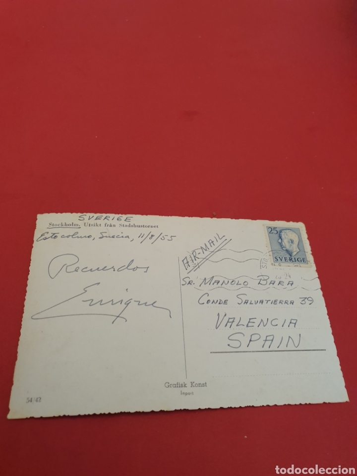 Postales: Estocolmo.Utsikt.Stadshustornet.Circulada.1955. - Foto 2
