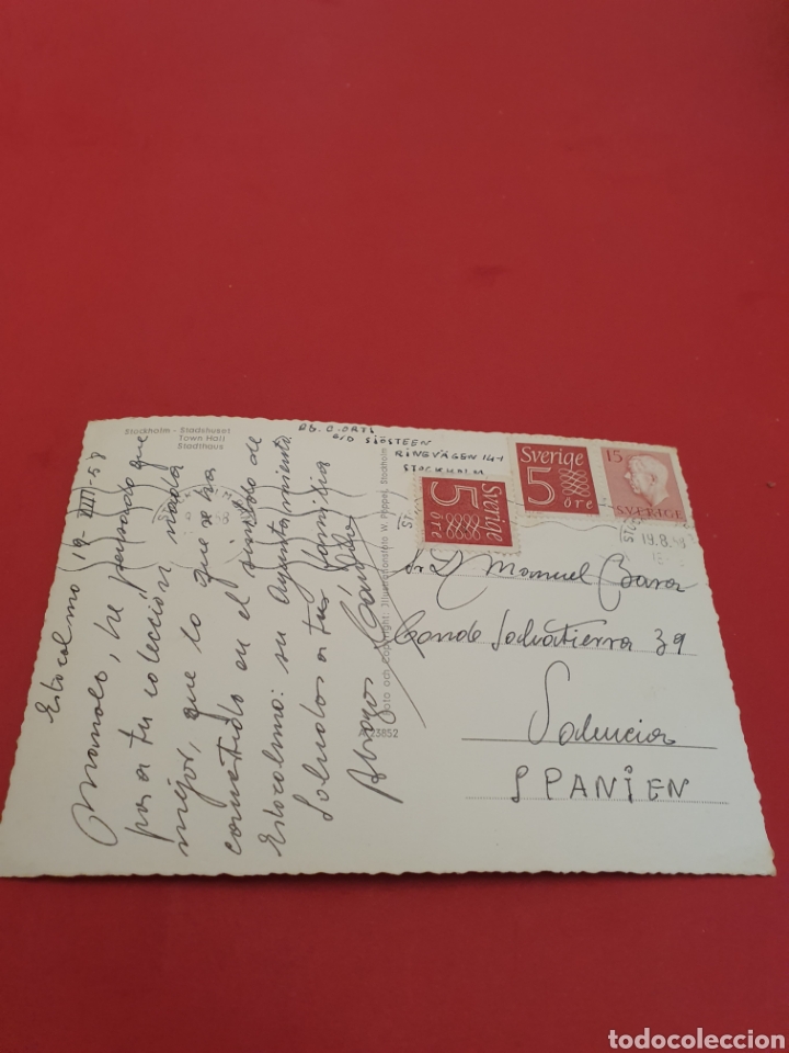 Postales: Estocolmo.Stadshuset.Circulada.1958. - Foto 2