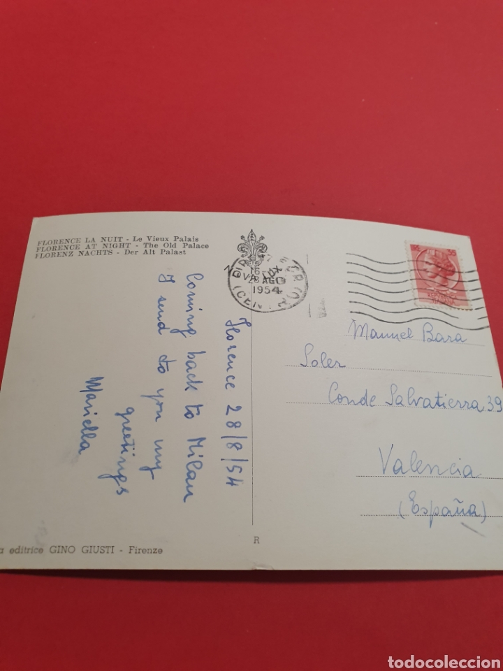 Postales: Florencia.La Nuit.Circulada.1954. - Foto 2