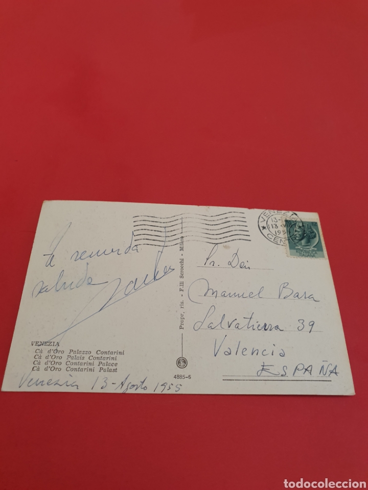 Postales: Venezia.Palacio de Contarini.Circulada.1955. - Foto 2