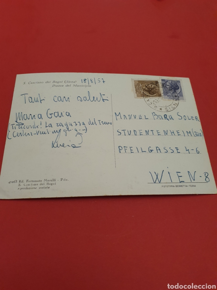 Postales: S.Casciano del Bagni.Siena.Circulada.1957. - Foto 2