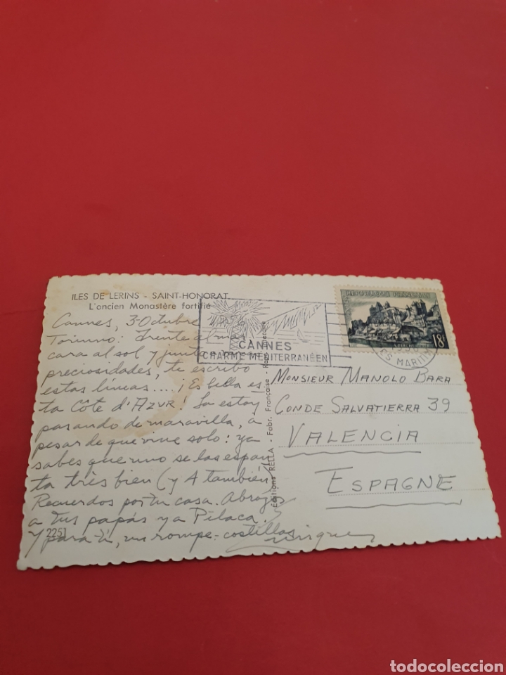 Postales: Cannes.Saint Honorat.Circulada.1956. - Foto 2