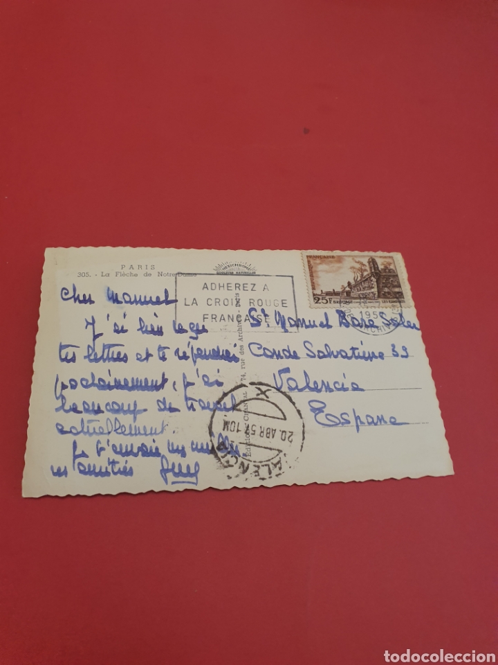 Postales: Paris.La Fleche de Notre Dame.Circulada.1957 - Foto 2