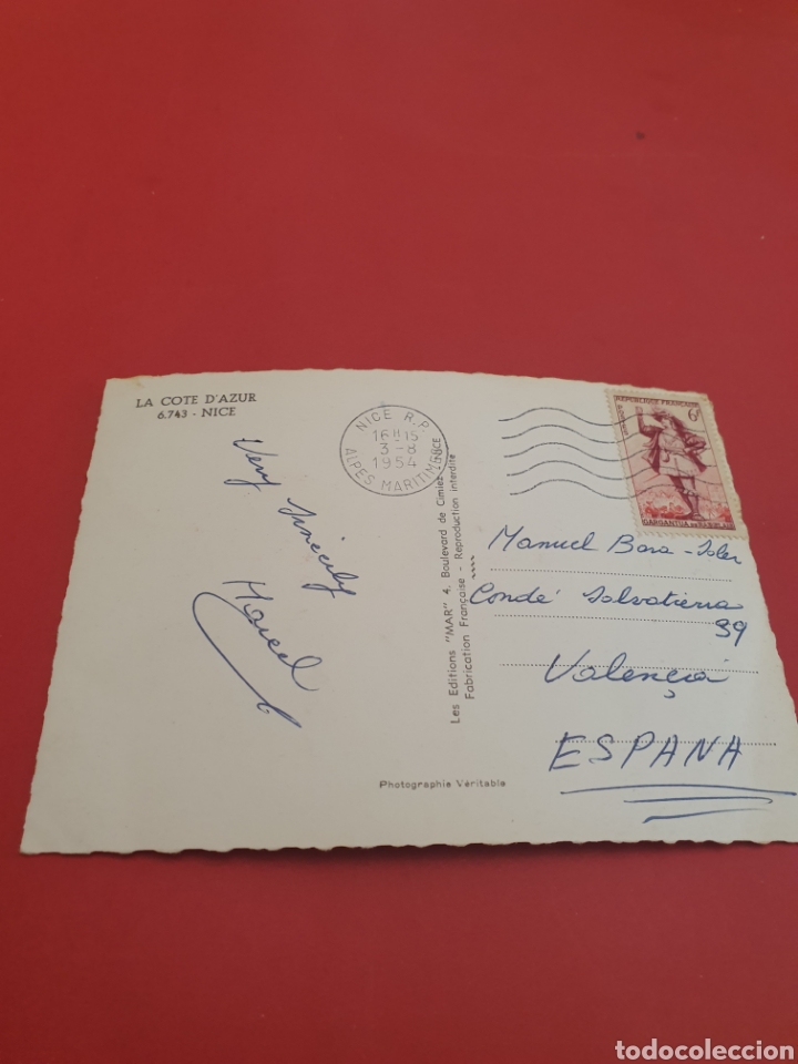 Postales: La Costa Azul.Niza.Circulada.1954. - Foto 2