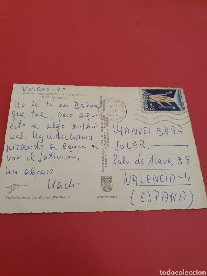 Postales: Costa Azul.Niza.Circulada 1970. - Foto 2