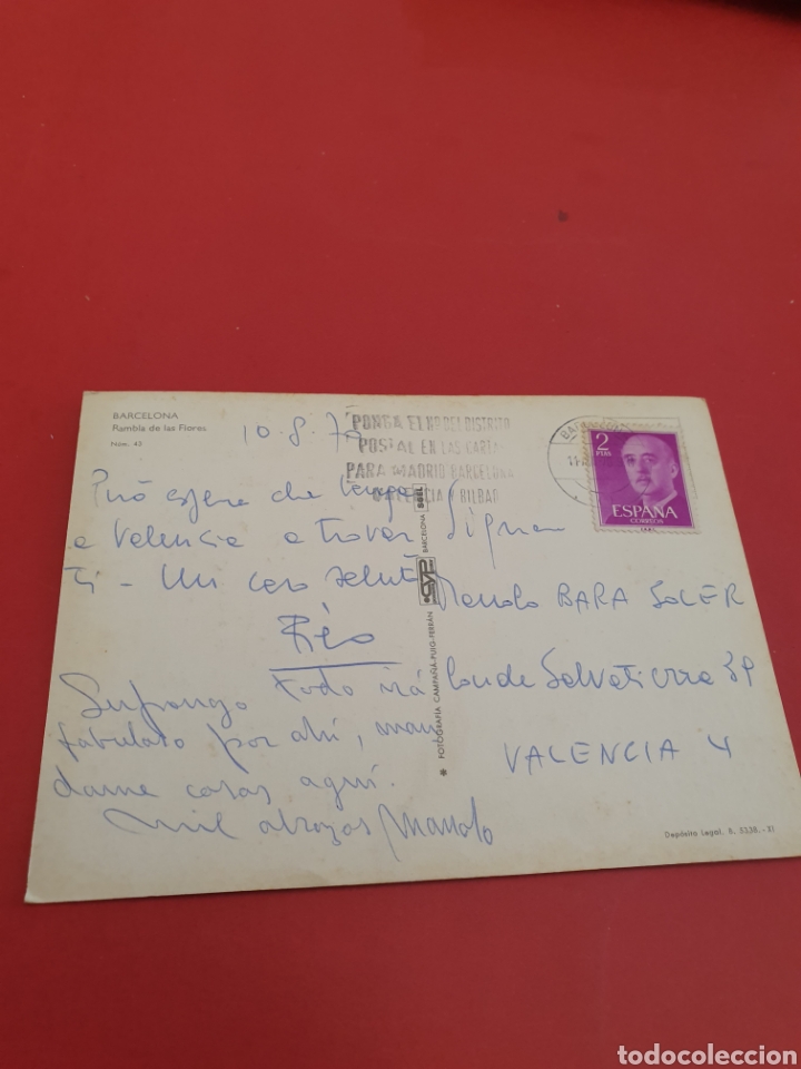 Postales: Barcelona.Rambla de las Flores.Circulada. - Foto 2