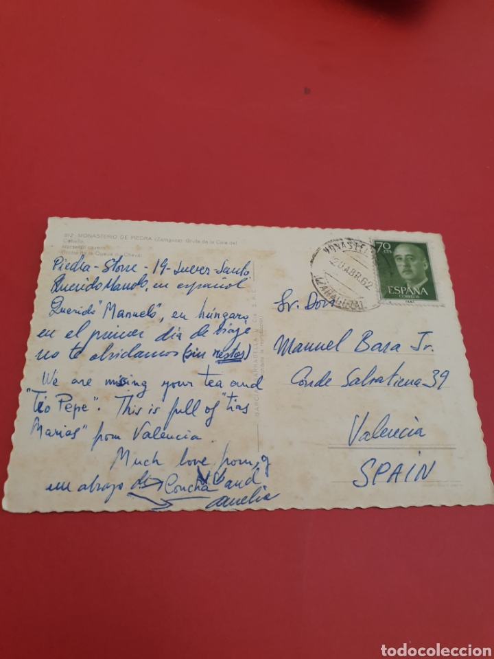 Postales: Monasterio de Piedra.Zaragoza.Circulada 1962. - Foto 2