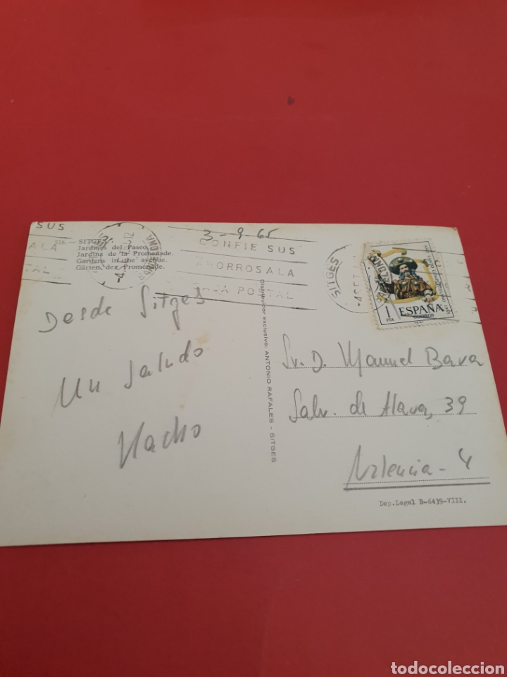 Postales: Sitges Jardines.Circulada.1965. - Foto 2