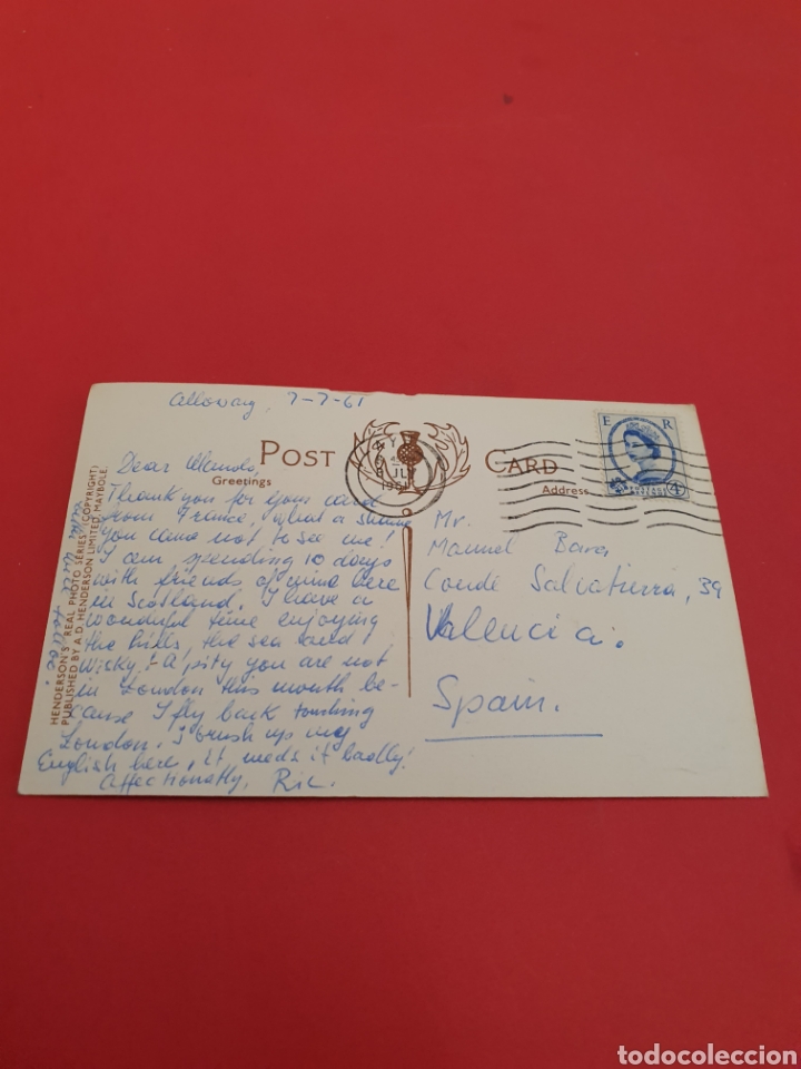Postales: Robert Burns.Circulada.1961. - Foto 2