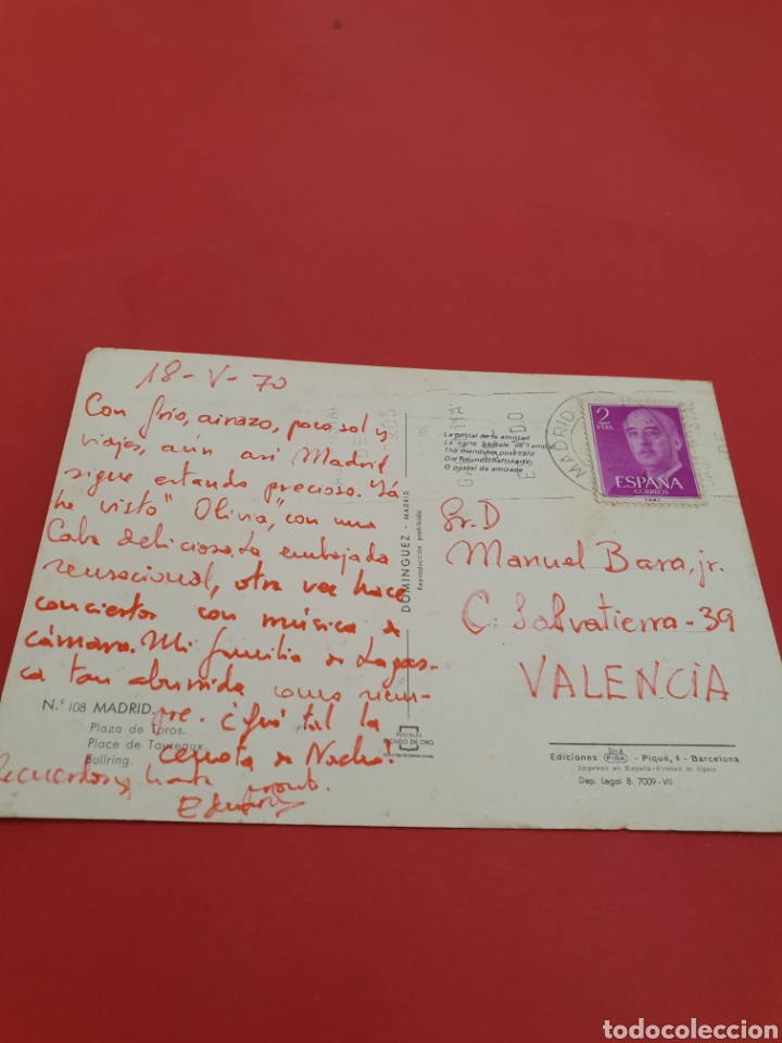 Postales: Madrid.Plaza de Toros.Circulada.1970. - Foto 2