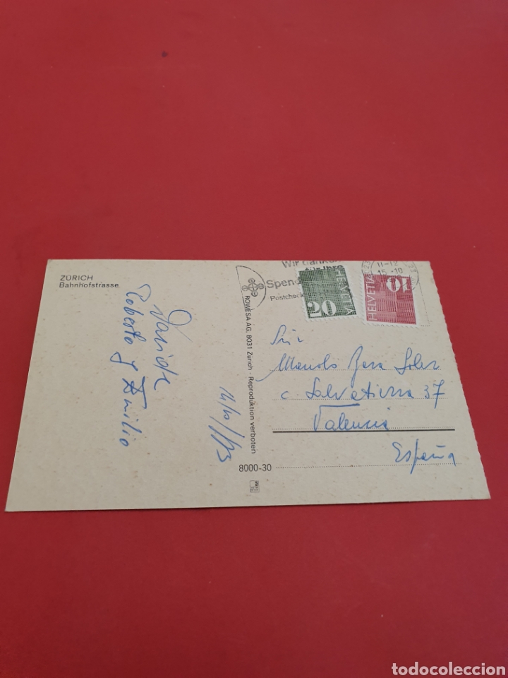 Postales: Z&uacute;rich.Bahnhifstriasse.Circulada 1973. - Foto 2